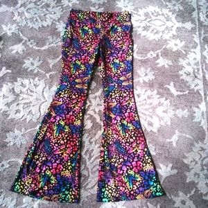 Colorful Butterfly Slip-on Stretch Pant/Legging w/Flare Bottom